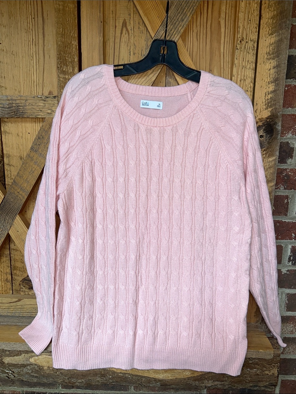 Women’s Croft & Barrow Pastel Pink Cable Knit Crewneck Sweater Sz-XL NWOT.